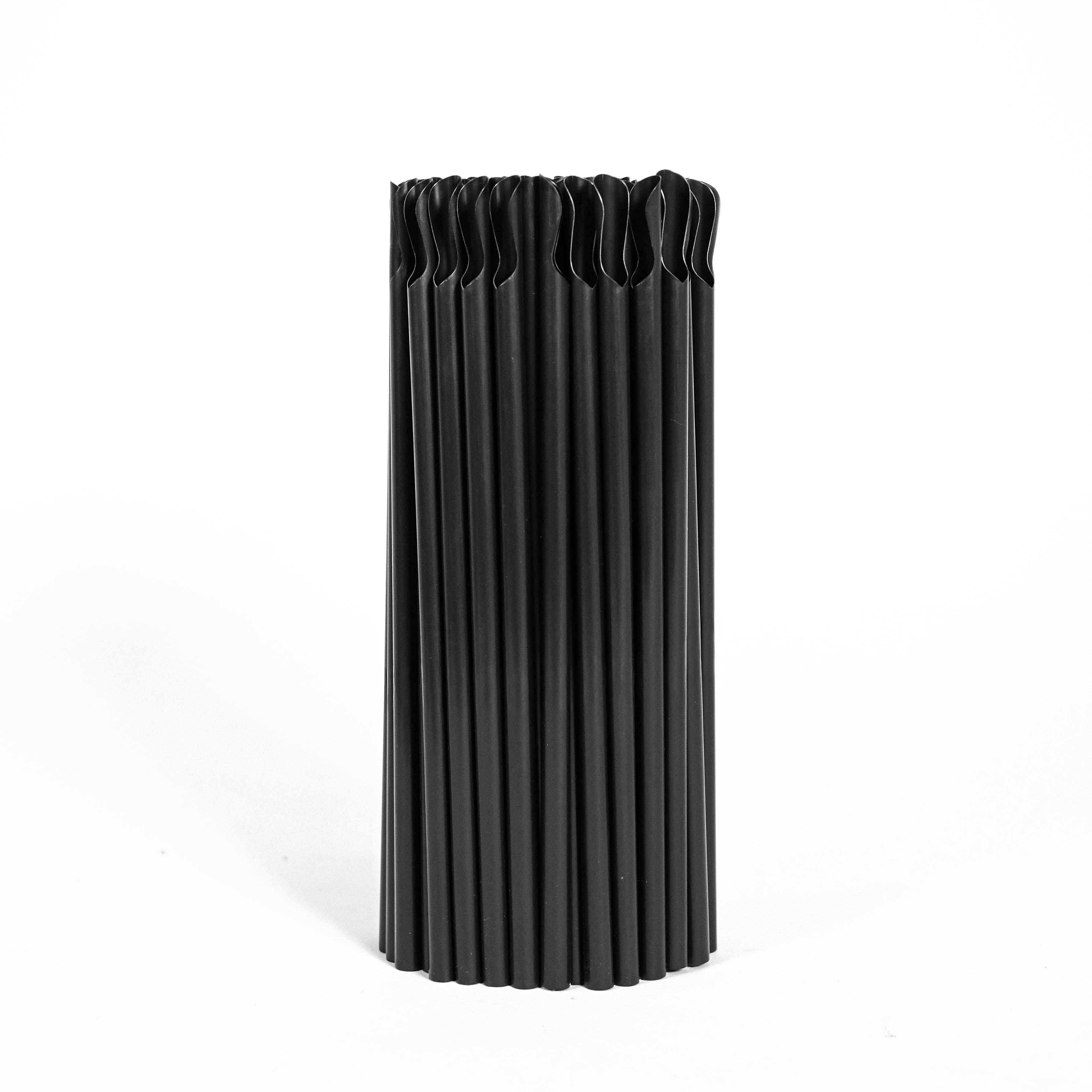 Slush Ice sugerør med skje 8x210 mm – Svart (100 stk.)