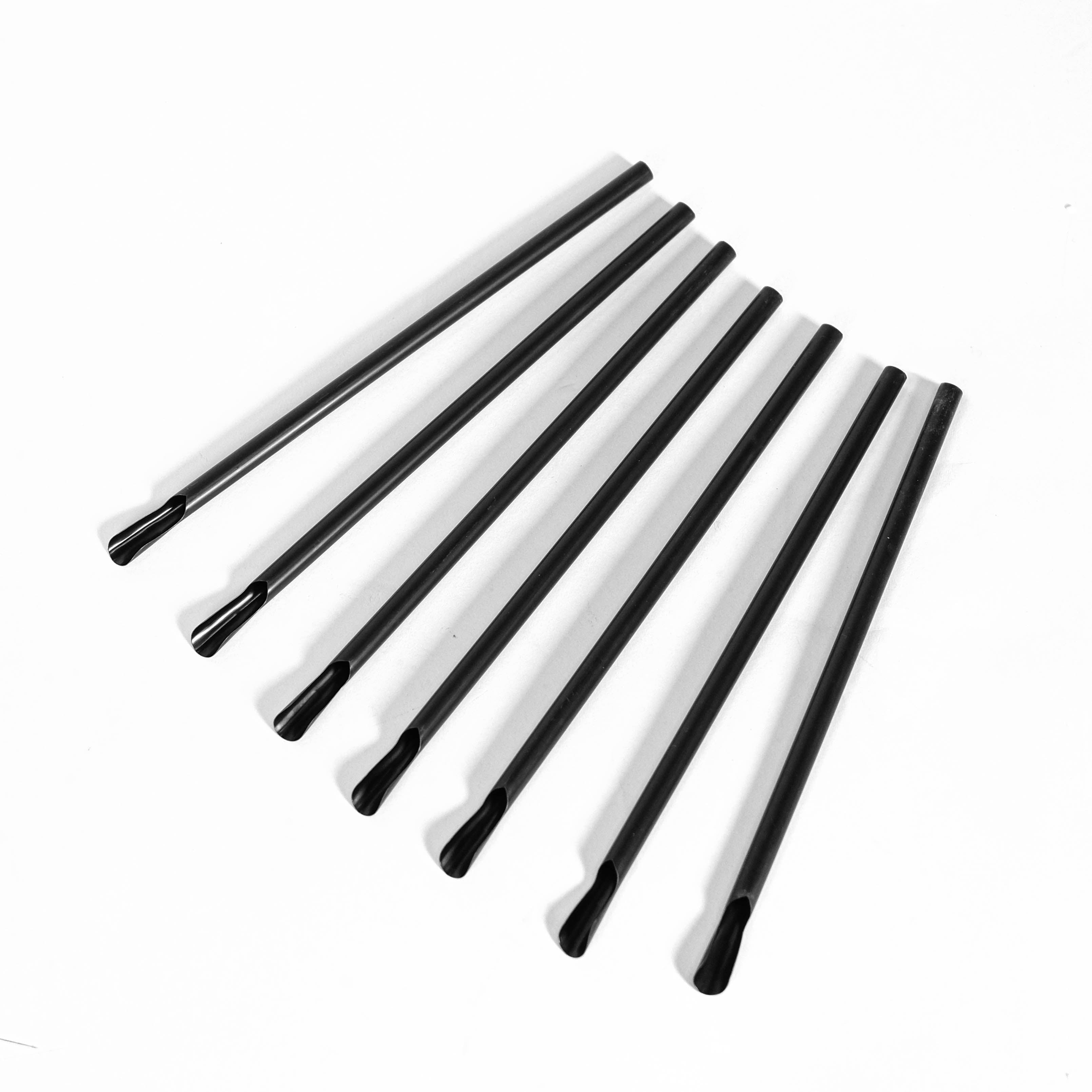 Slush Ice sugerør med skje 8x210 mm – Svart (100 stk.)