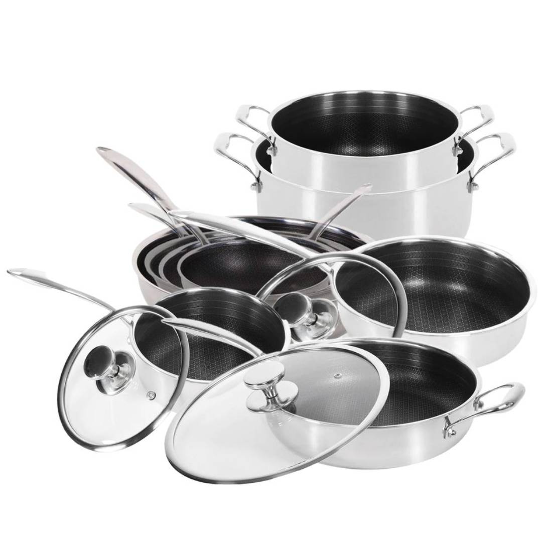 Stor hybridpakke (3 Stekepanner, 2 Gryter, 1 Kasserolle, 1 Wok & 1 Sauterpanne)