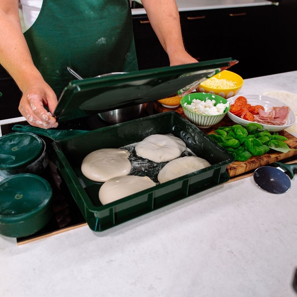 Hevekasse for pizzadeig med lokk - 40x30x9 cm