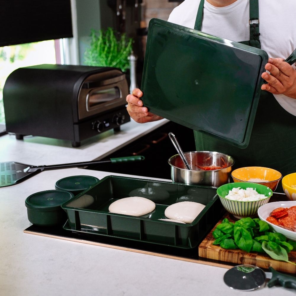 Hevekasse for pizzadeig med lokk - 40x30x9 cm